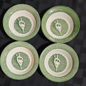 Royal China Colonial Homestead Dinner Plates Made in U.S.A. 1950s, Set of 4